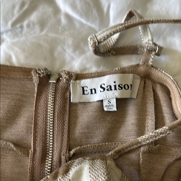 En Saison Beige Checkered Jumpsuit - Picture 3 of 6